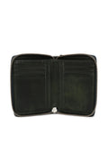 Metal Zipped Genuine Leather Wallet