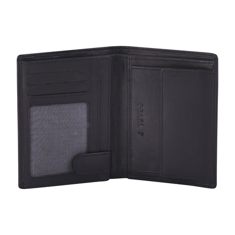 Black Two Fold CFC Zipped Genuine Leather Wallet