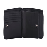 Black CFC Zipped Genuine Leather Wallet