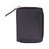 Black Metal Zipped Leather Wallet
