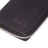 Metal Zipped Black Leather Wallet