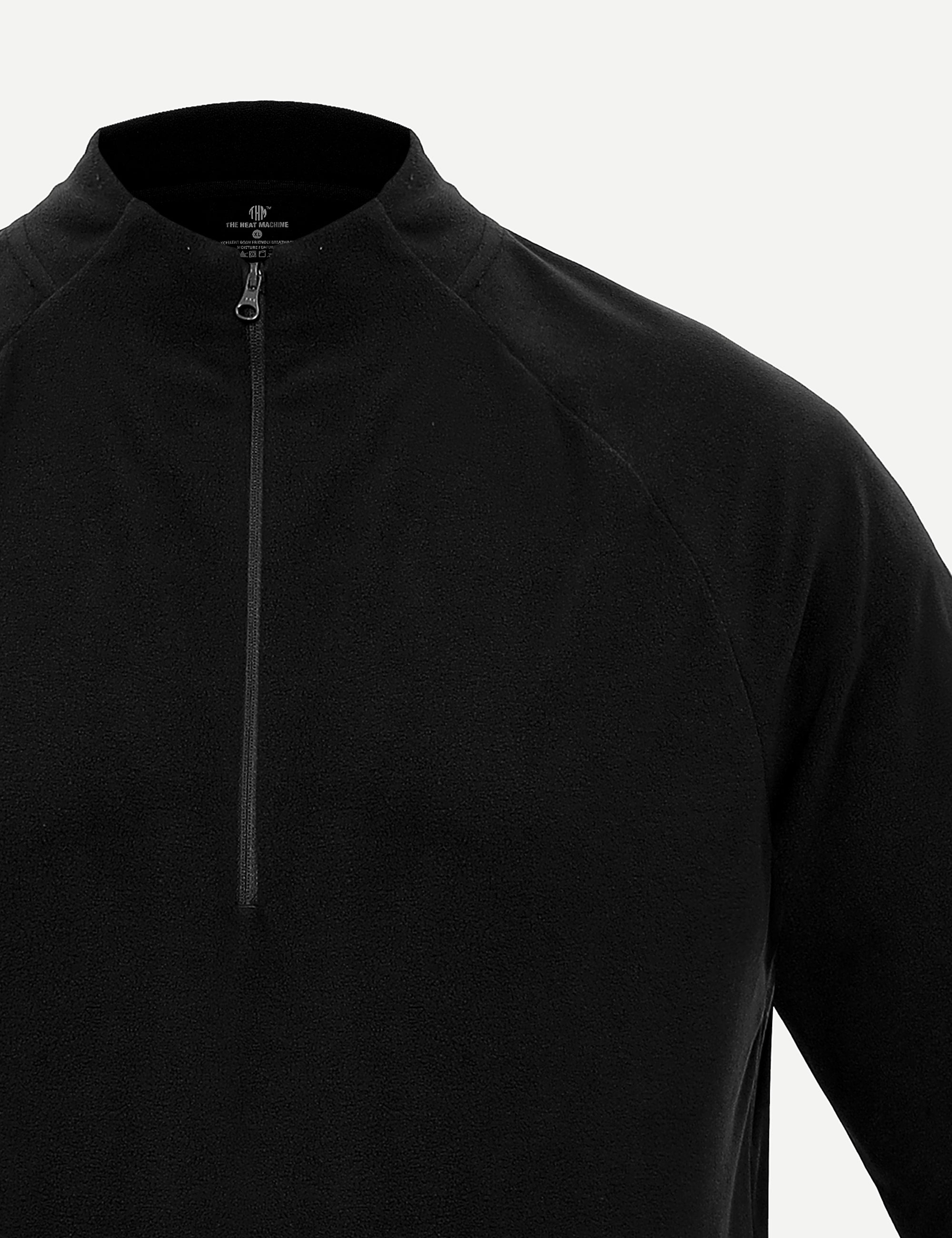 Black Fluidic™ Quarter Zip with 5 cm zip collar and reverse zip
