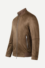 Ribbed Collar Suede Jacket