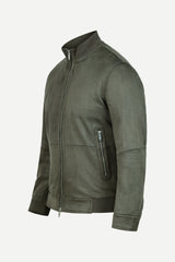 Ribbed Collar Suede Jacket