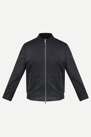 Ribbed Collar Suede Jacket