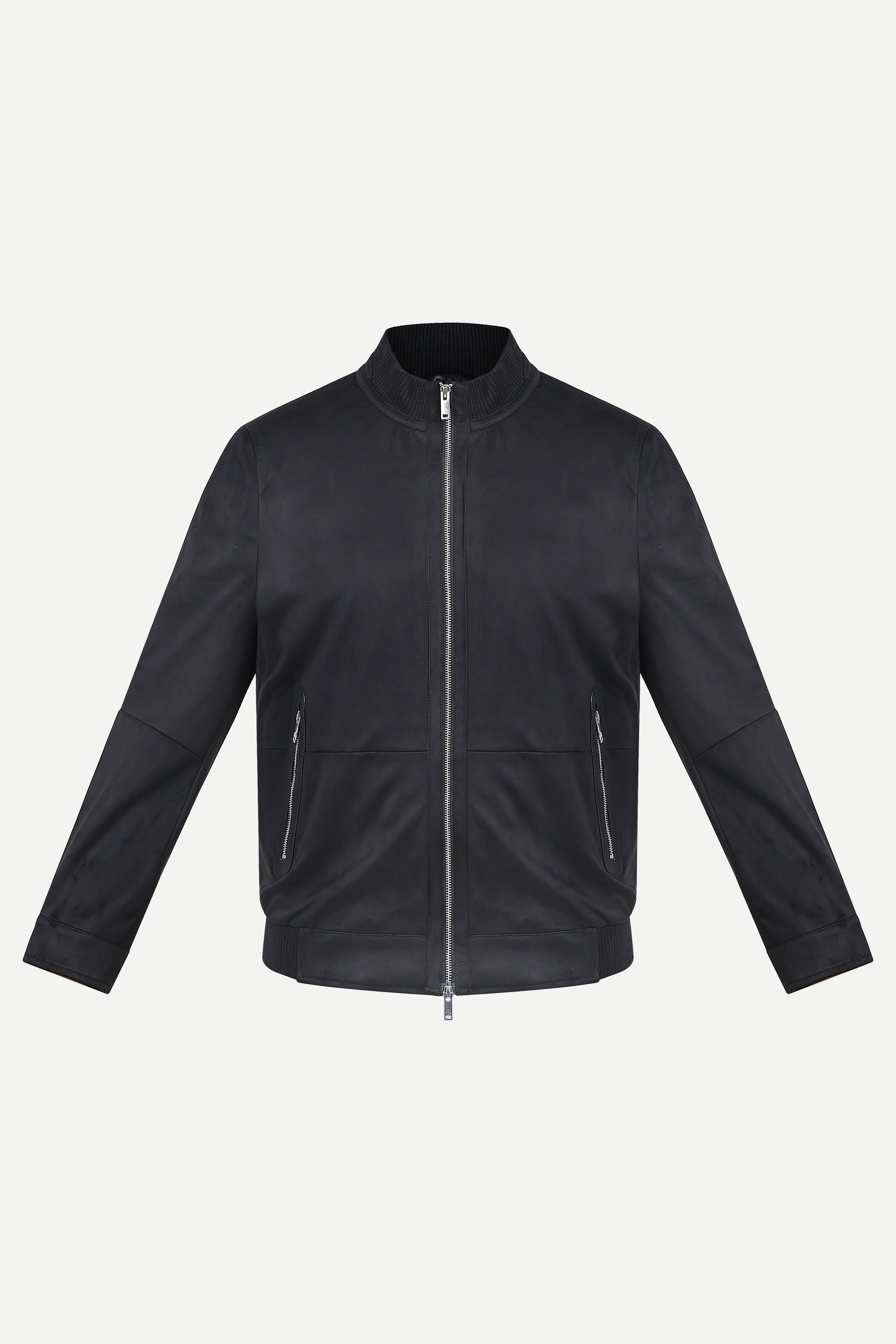 Ribbed Collar Suede Jacket