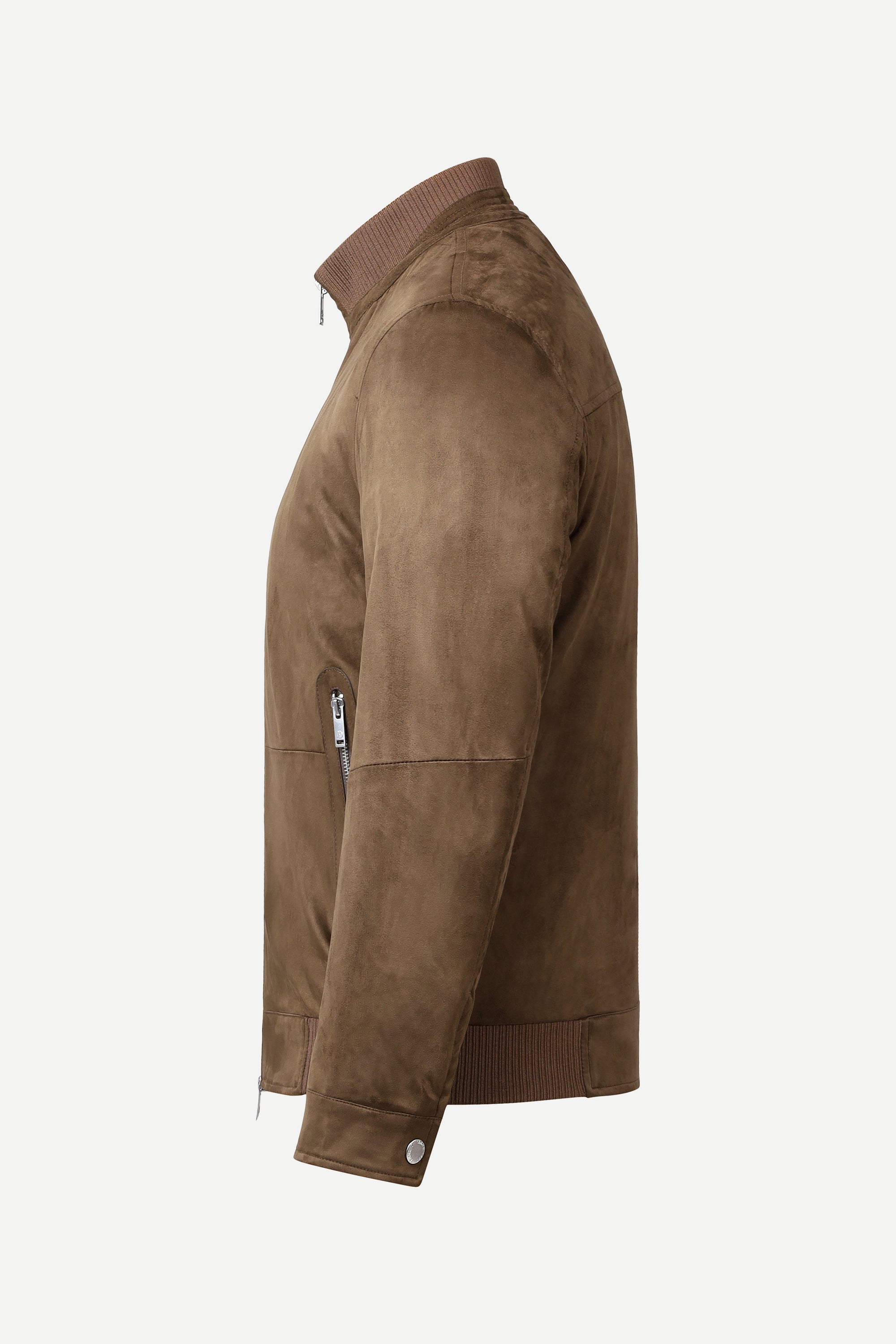 Ribbed Collar Suede Jacket
