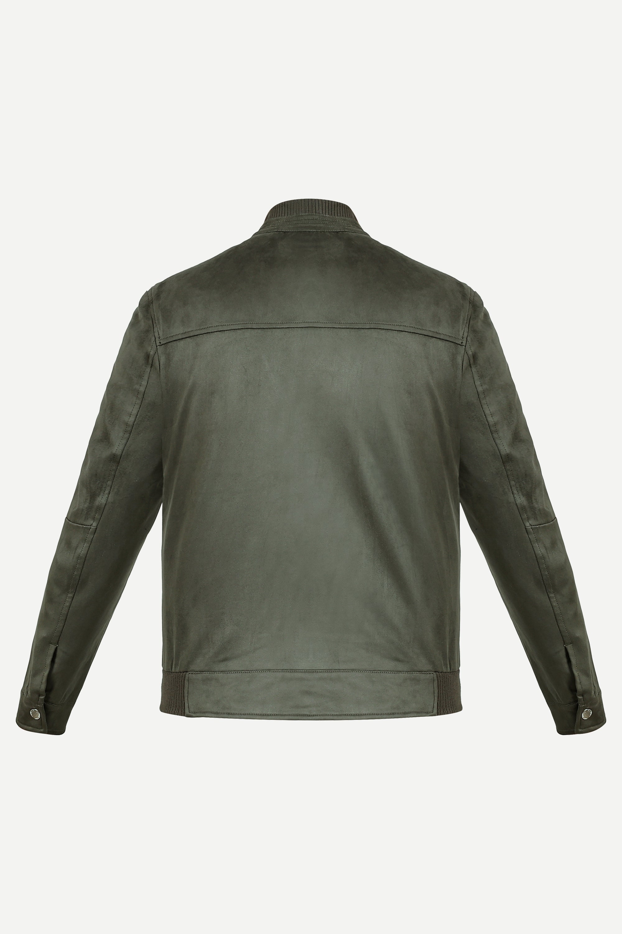 Ribbed Collar Suede Jacket