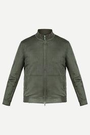 Ribbed Collar Suede Jacket