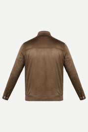 Ribbed Collar Suede Jacket