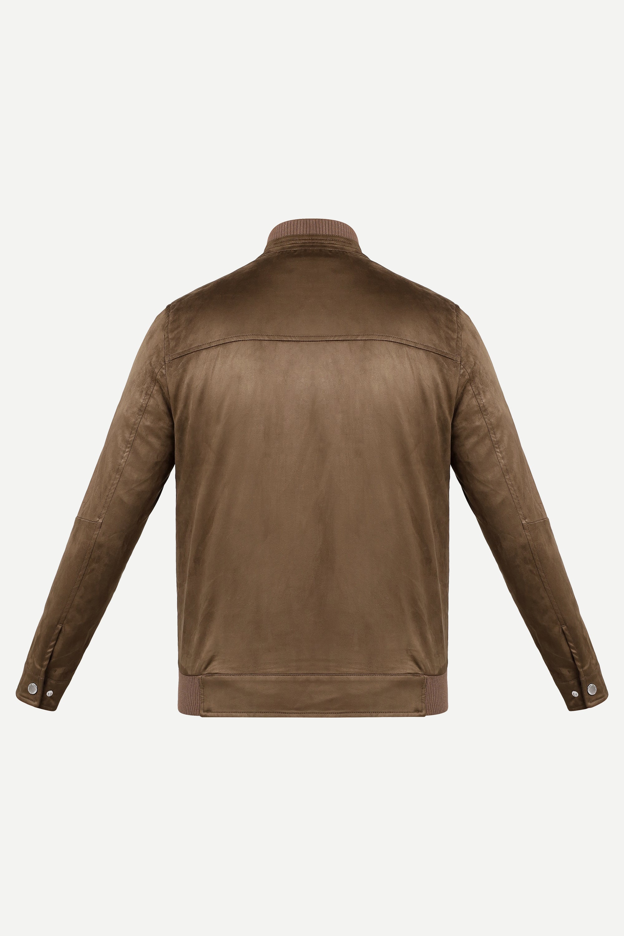 Ribbed Collar Suede Jacket