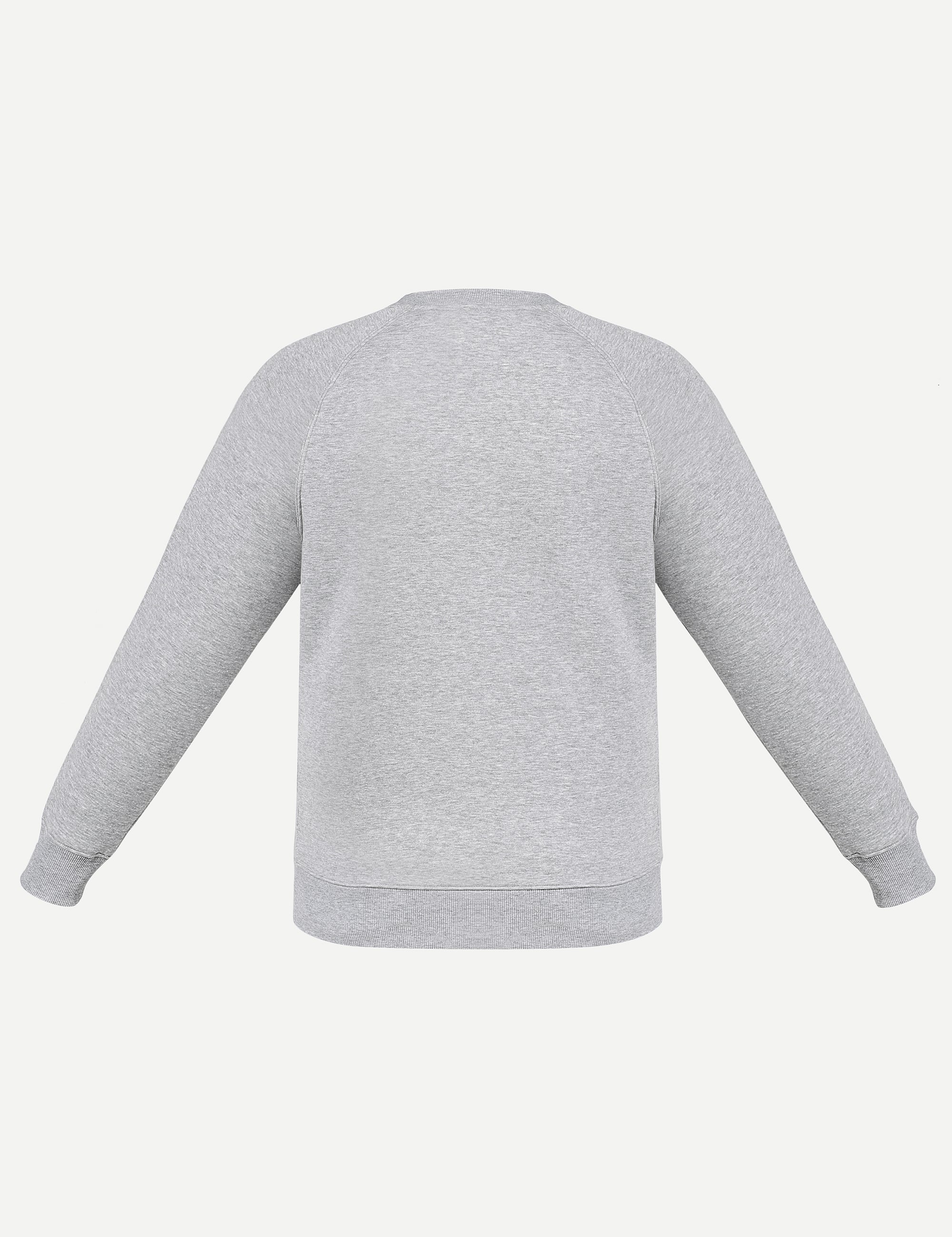 THM Crew Neck Sweatshirt Series IX in Grey Melange, back view with ribbed bottom