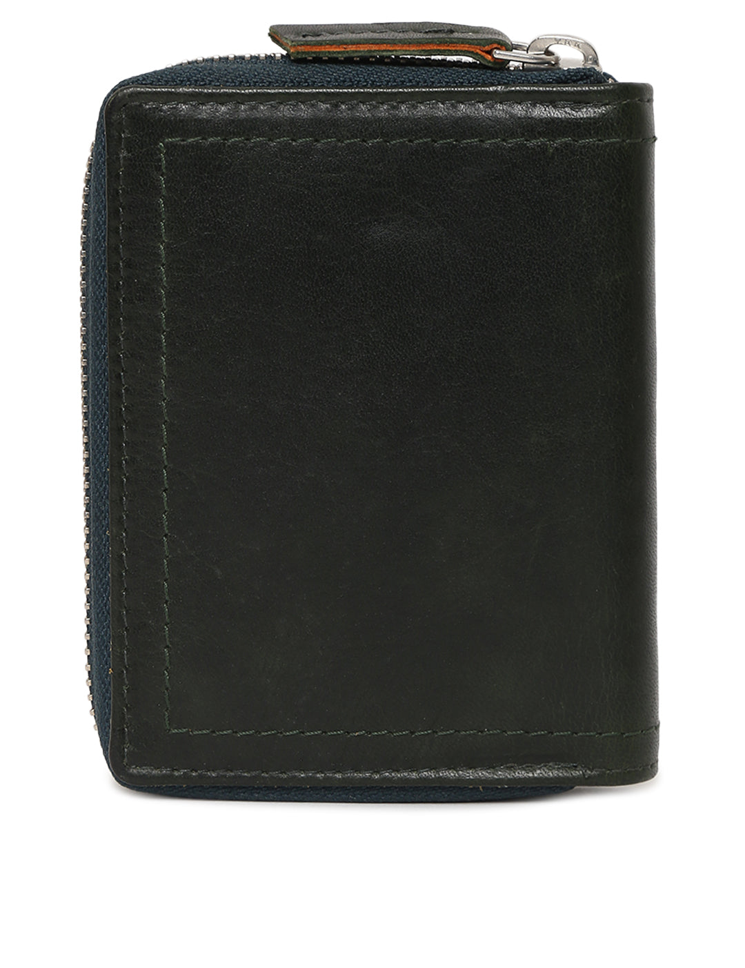 Metal Zipped Genuine Leather Wallet