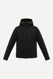 Black Mountain Series IX waterproof jacket, side view with Velcro cuffs