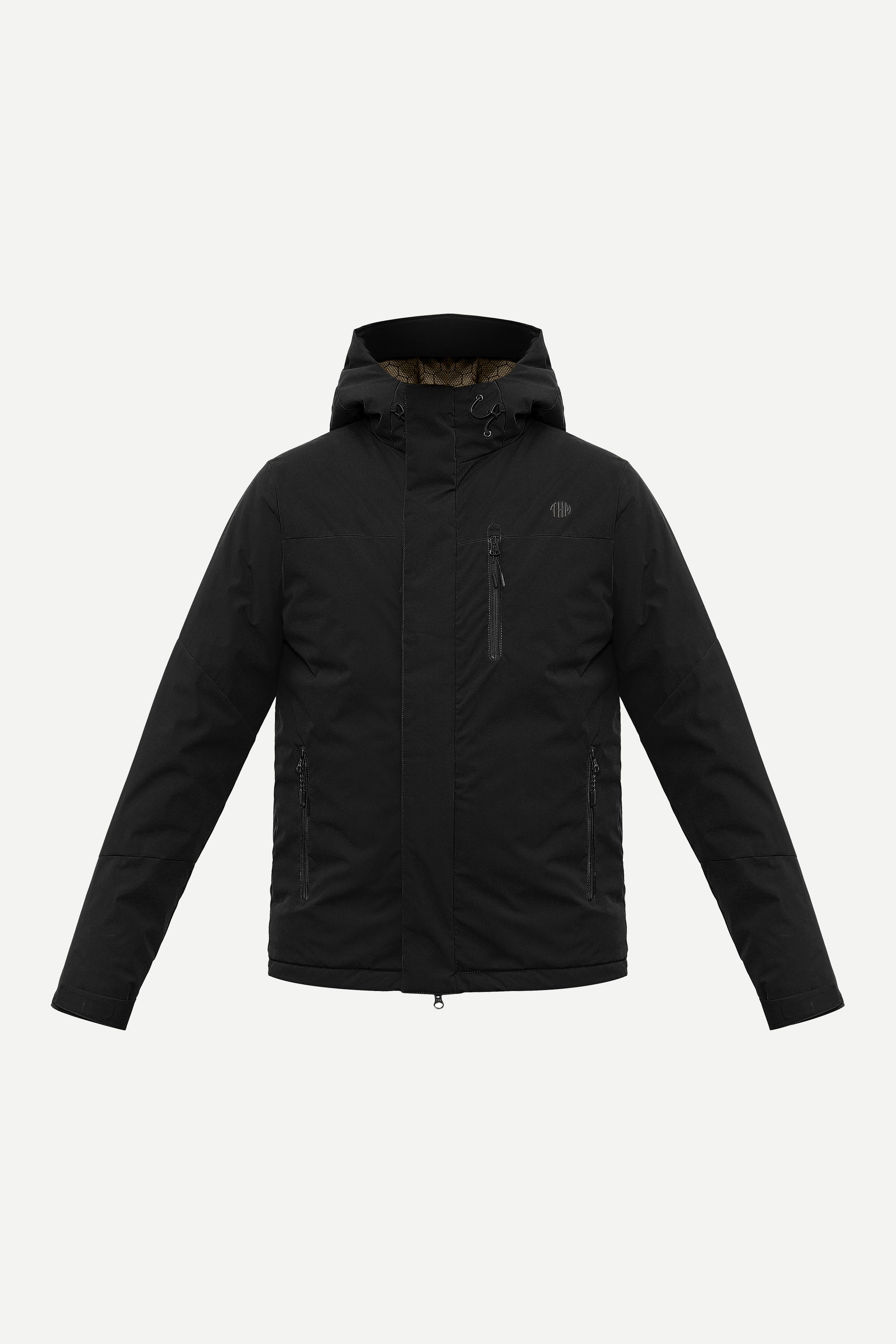 Black Mountain Series IX waterproof jacket, side view with Velcro cuffs