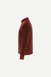 Wine corduroy Harrington jacket with stand collar, two-button tab and two-way metal zip