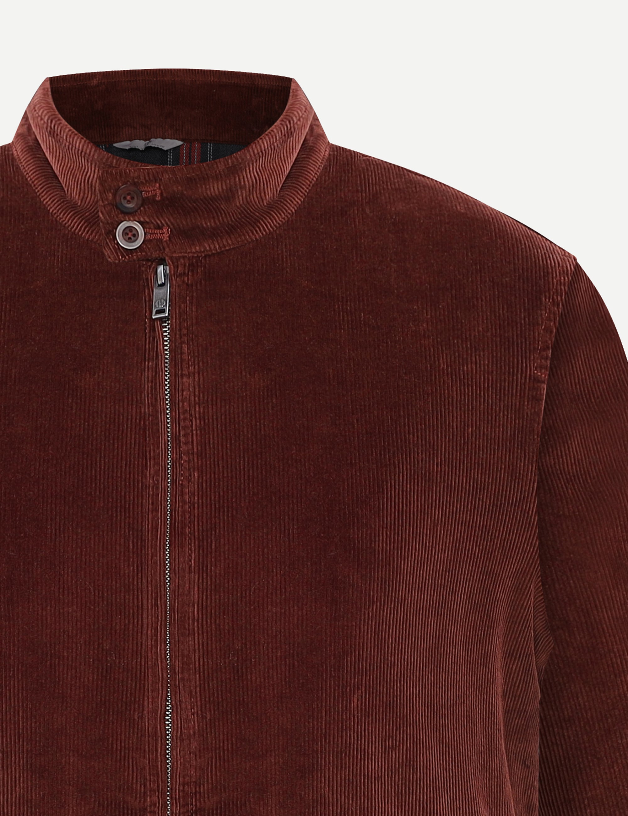 THM Corduroy Harrington Jacket in Wine, 310 GSM 12-wale stretch corduroy