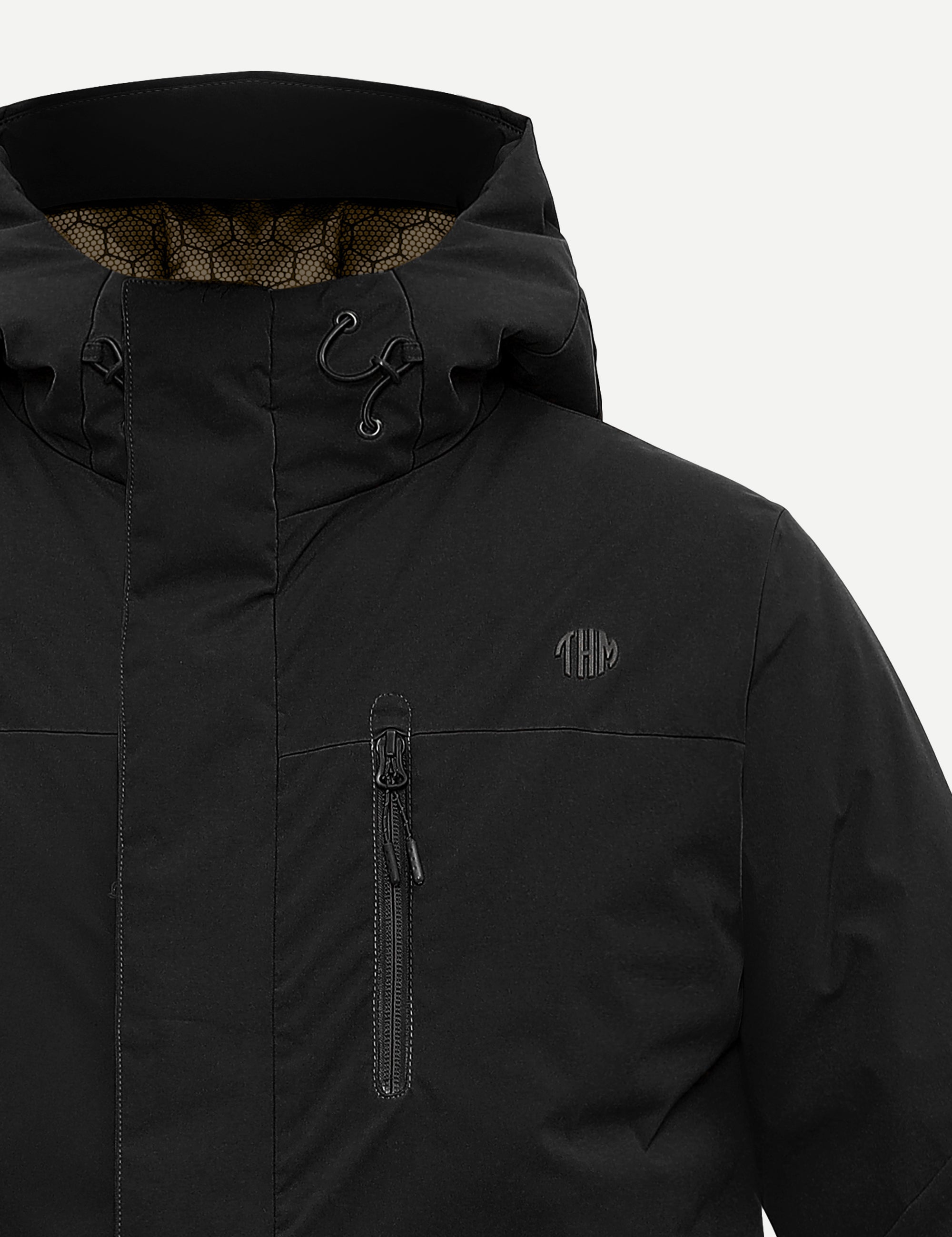THM Mountain Series IX insulated winter jacket in Black, front view