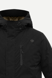 THM Mountain Series IX insulated winter jacket in Black, front view