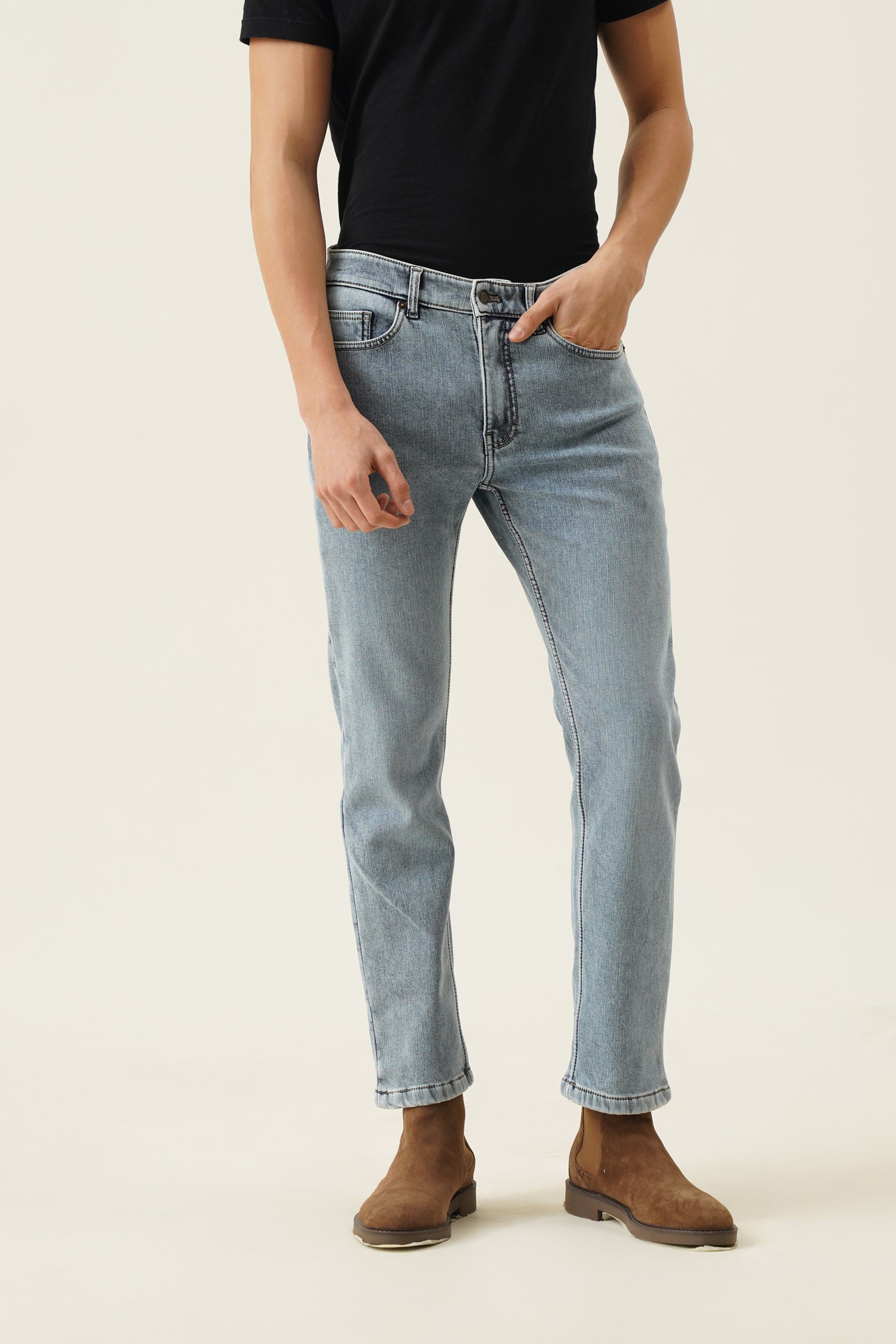 Fleece Denim Pants