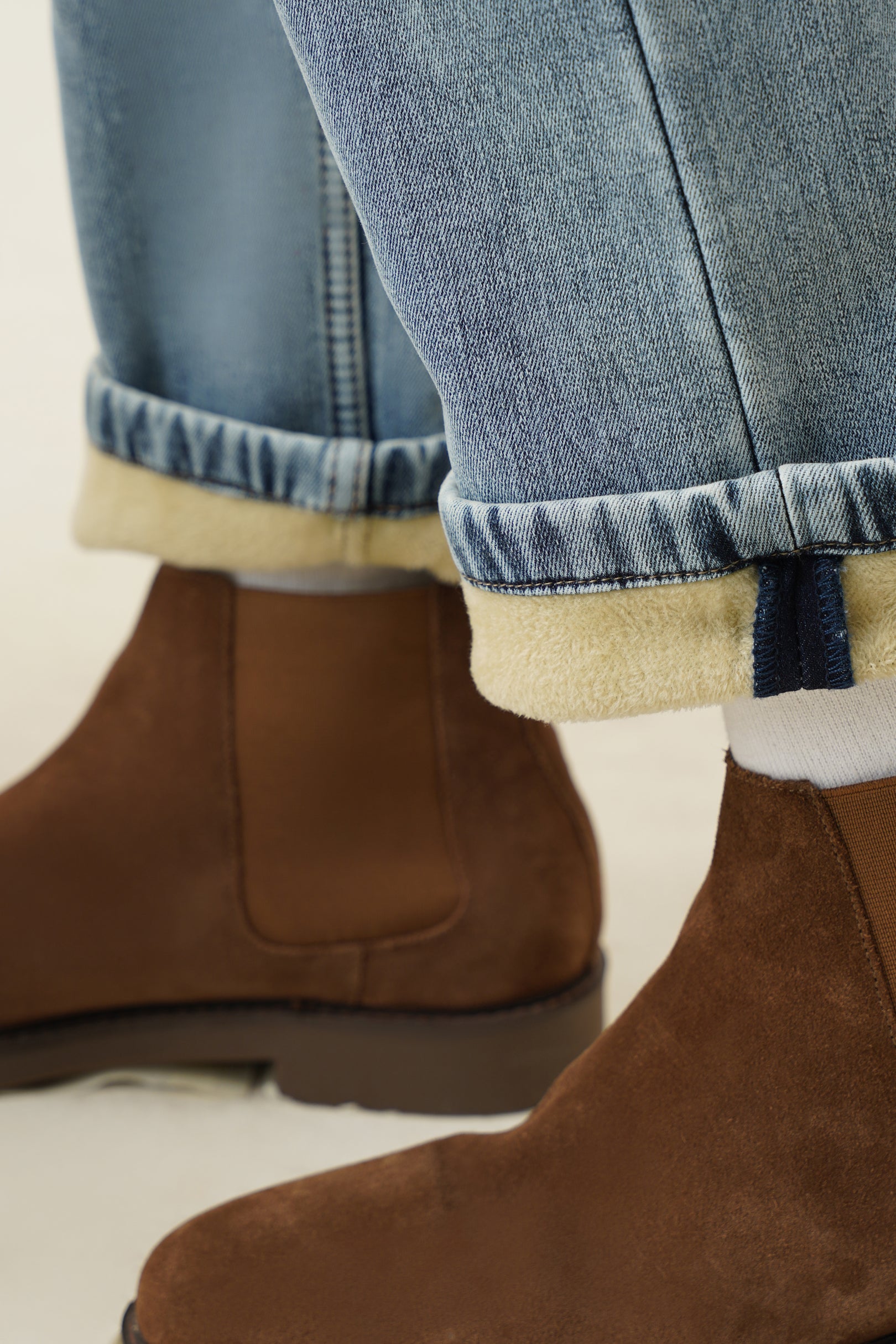 Fleece Denim Pants