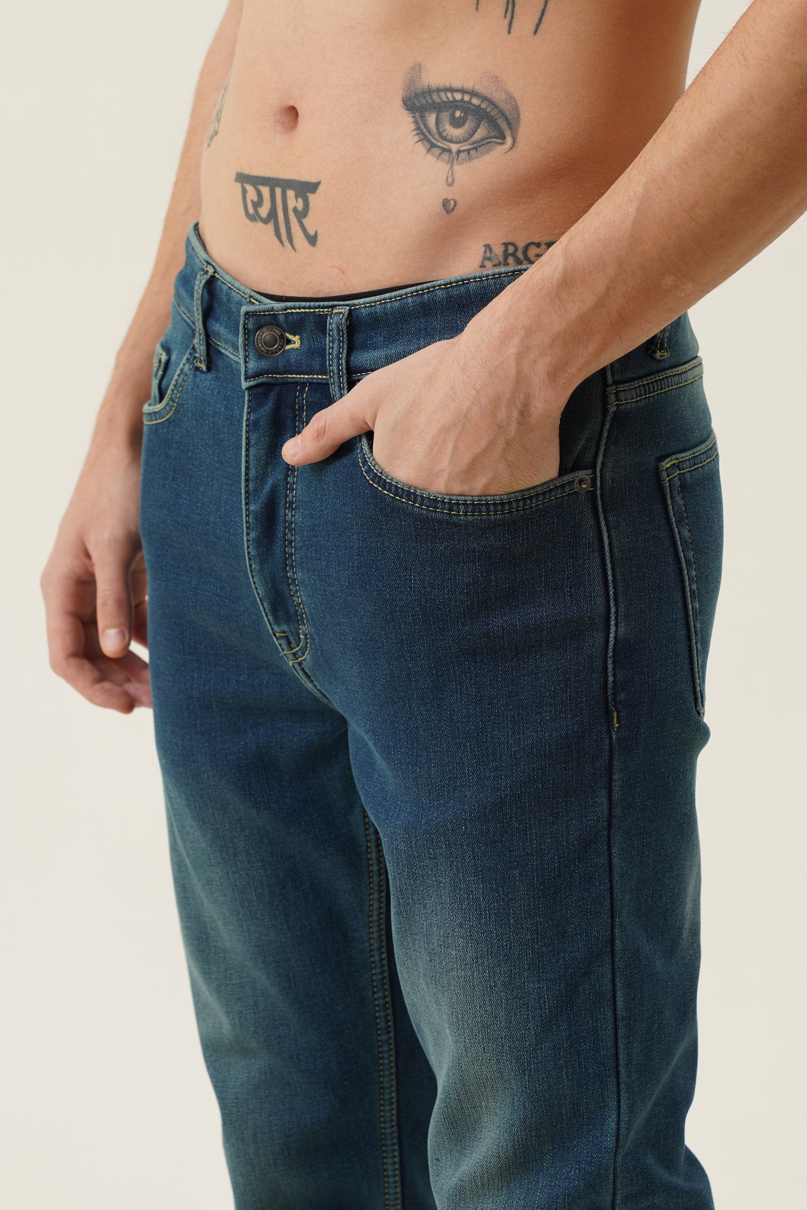 Fleece Denim Pants