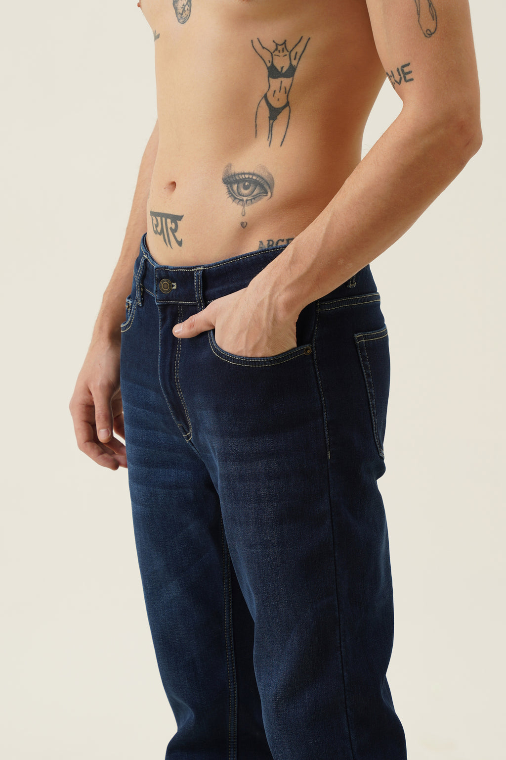 Fleece Denim Pants