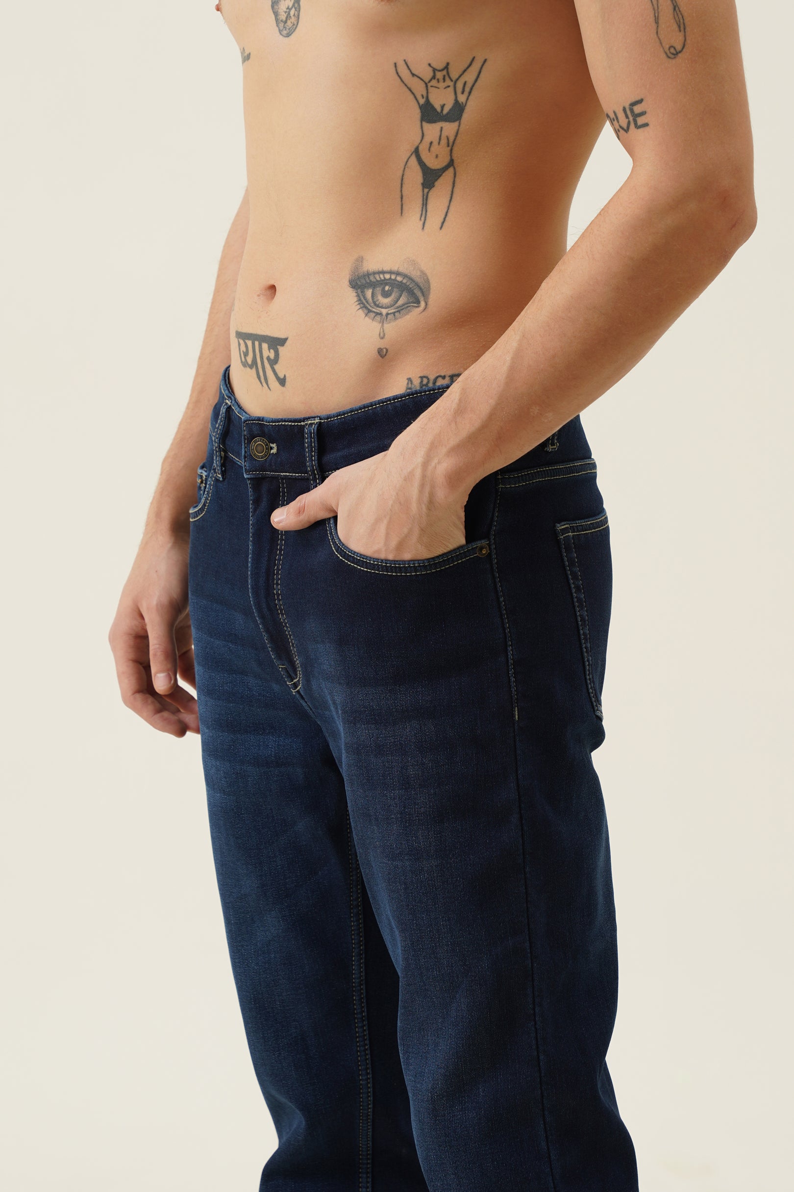 Fleece Denim Pants