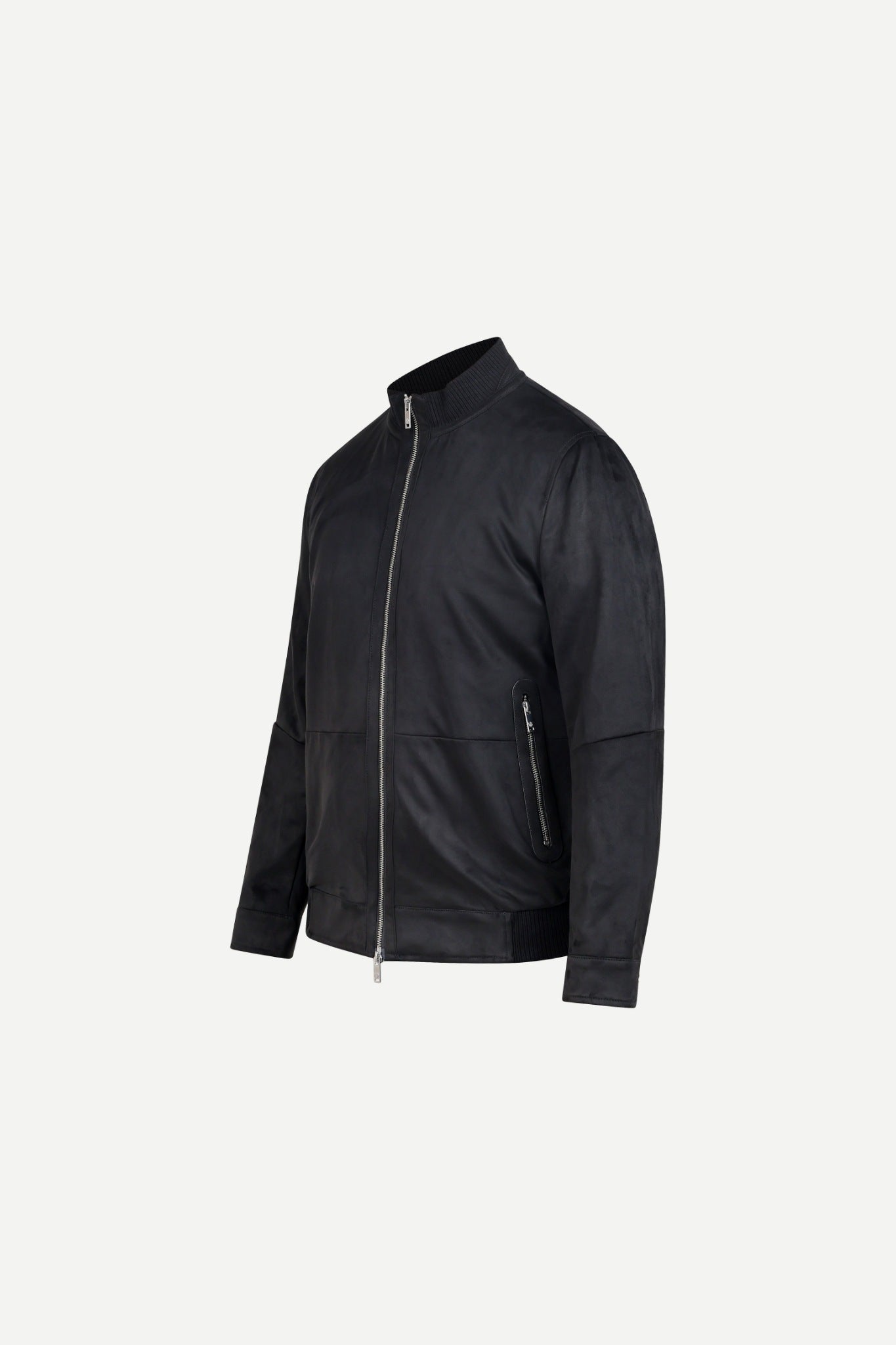 Ribbed Collar Suede Jacket