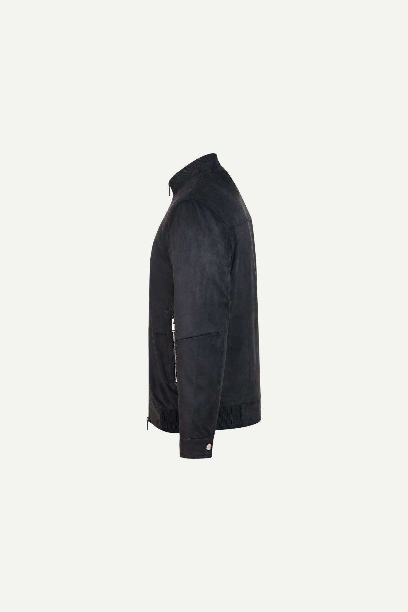 Ribbed Collar Suede Jacket