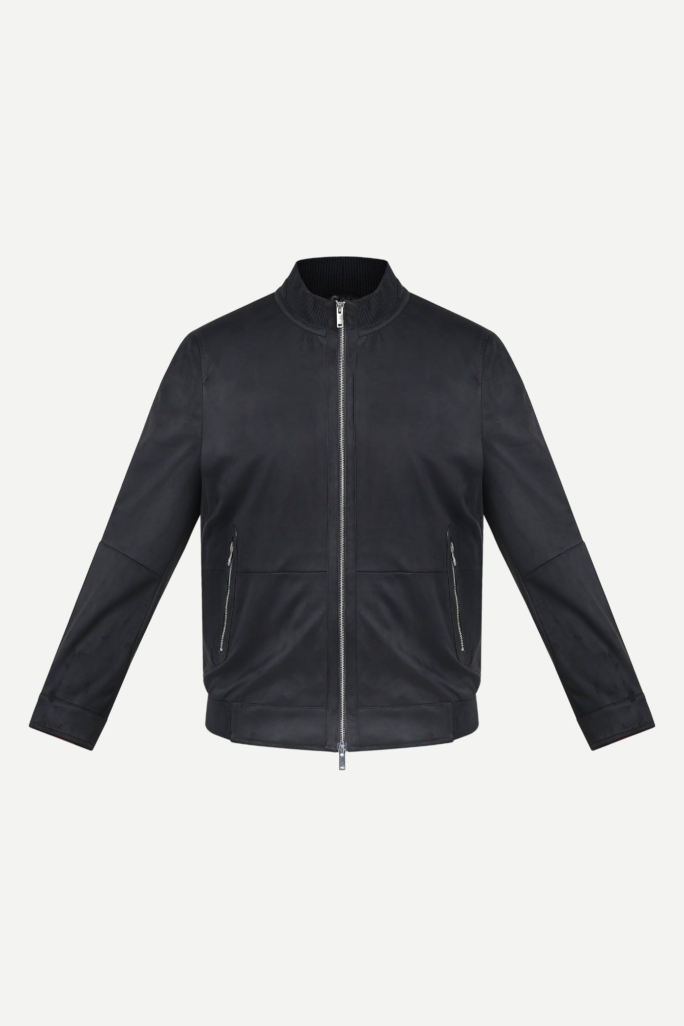 Ribbed Collar Suede Jacket