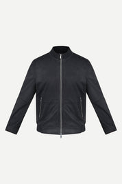 Ribbed Collar Suede Jacket