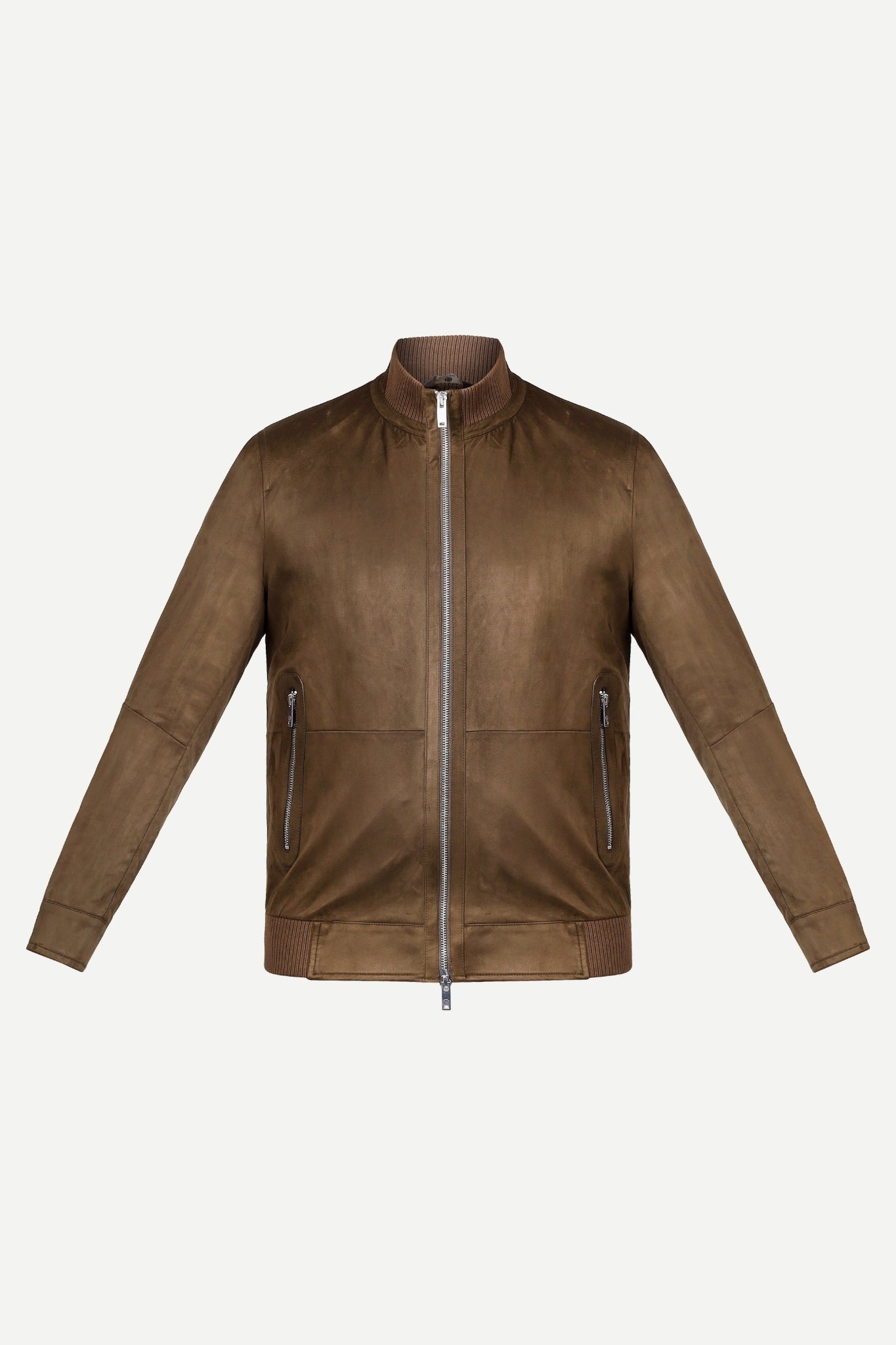 Ribbed Collar Suede Jacket