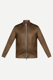 Ribbed Collar Suede Jacket