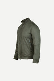 Ribbed Collar Suede Jacket