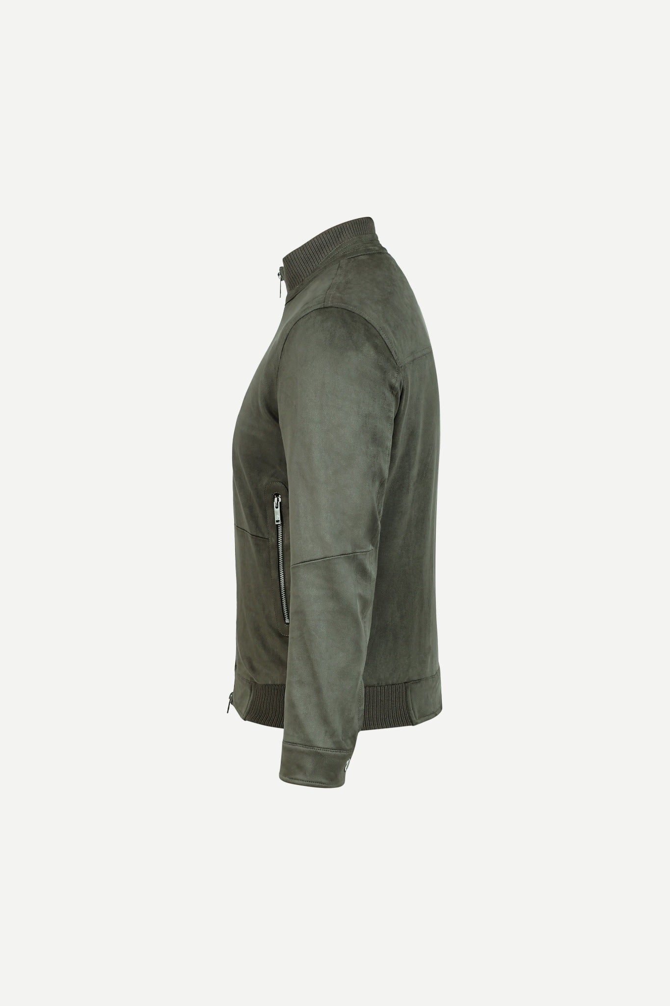 Ribbed Collar Suede Jacket