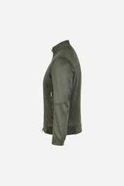 Ribbed Collar Suede Jacket