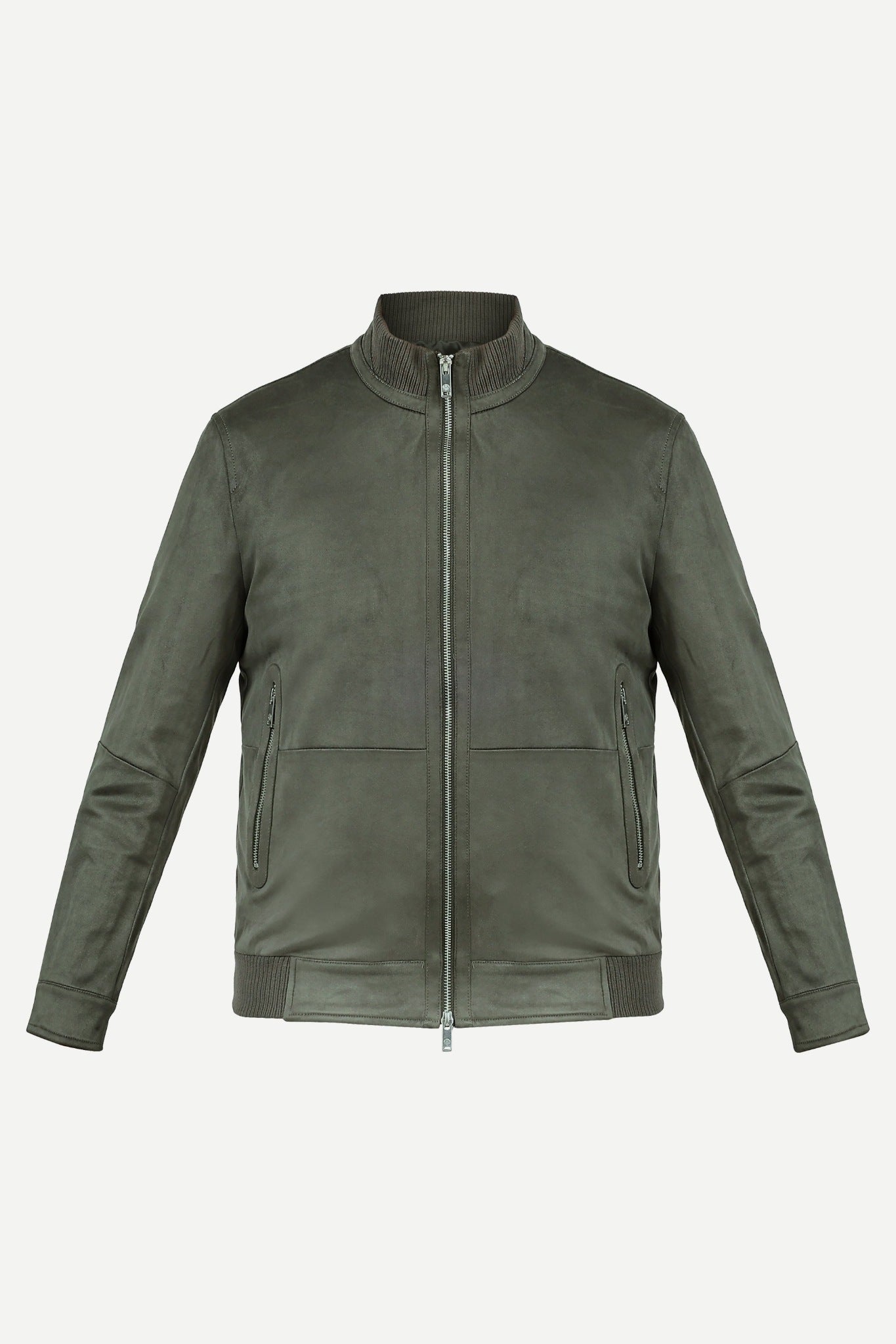 Ribbed Collar Suede Jacket