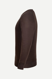 THM Crew Neck Sweatshirt Series IX in Coffee, side view with raglan sleeve and ribbed cuff