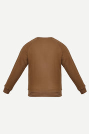THM Crew Neck Sweatshirt Series IX in Khaki, back view with ribbed bottom