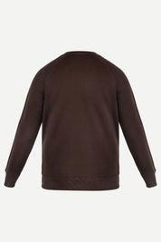 THM Crew Neck Sweatshirt Series IX in Coffee, back view with ribbed bottom