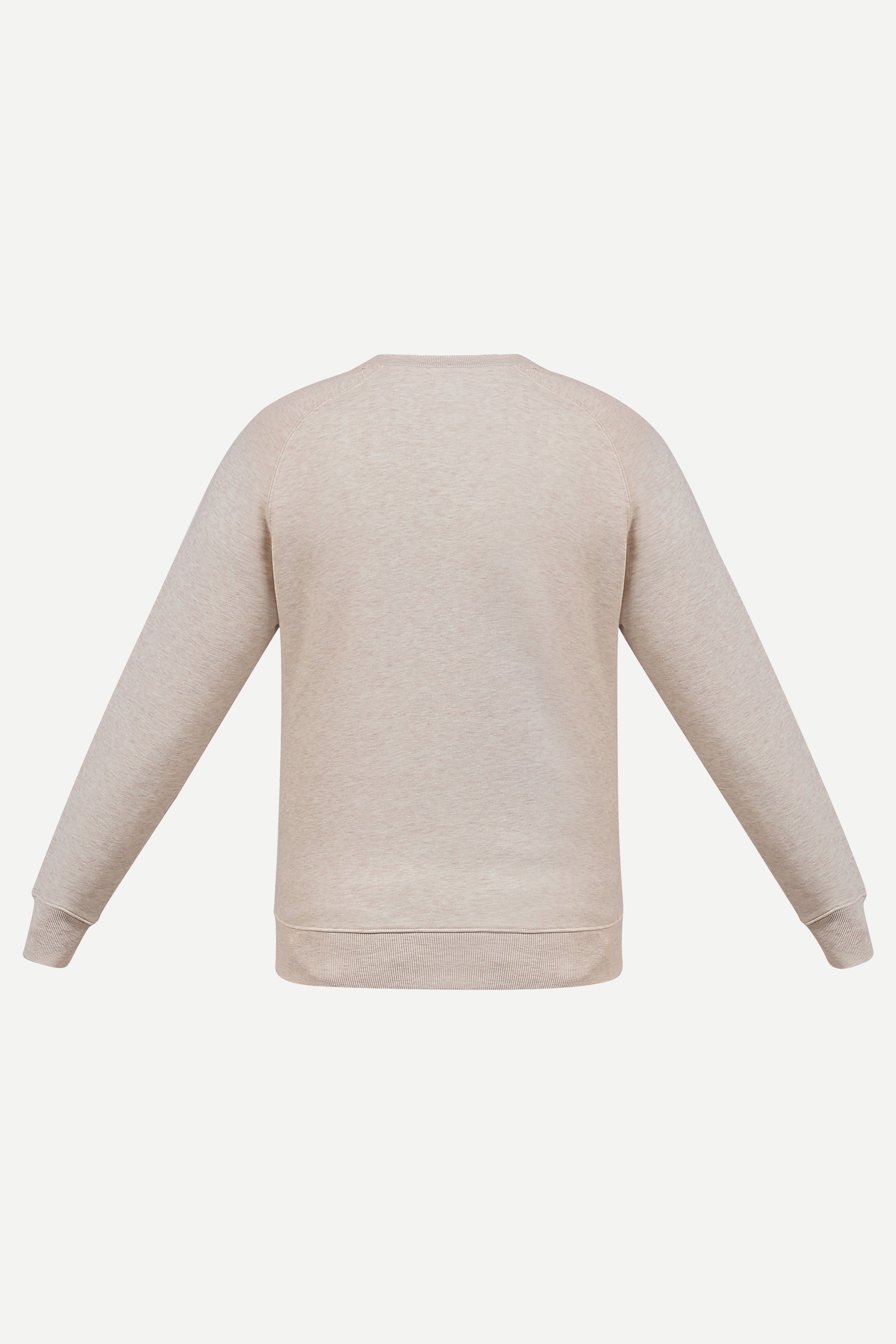 THM Crew Neck Sweatshirt Series IX in Ecru, back view with ribbed bottom