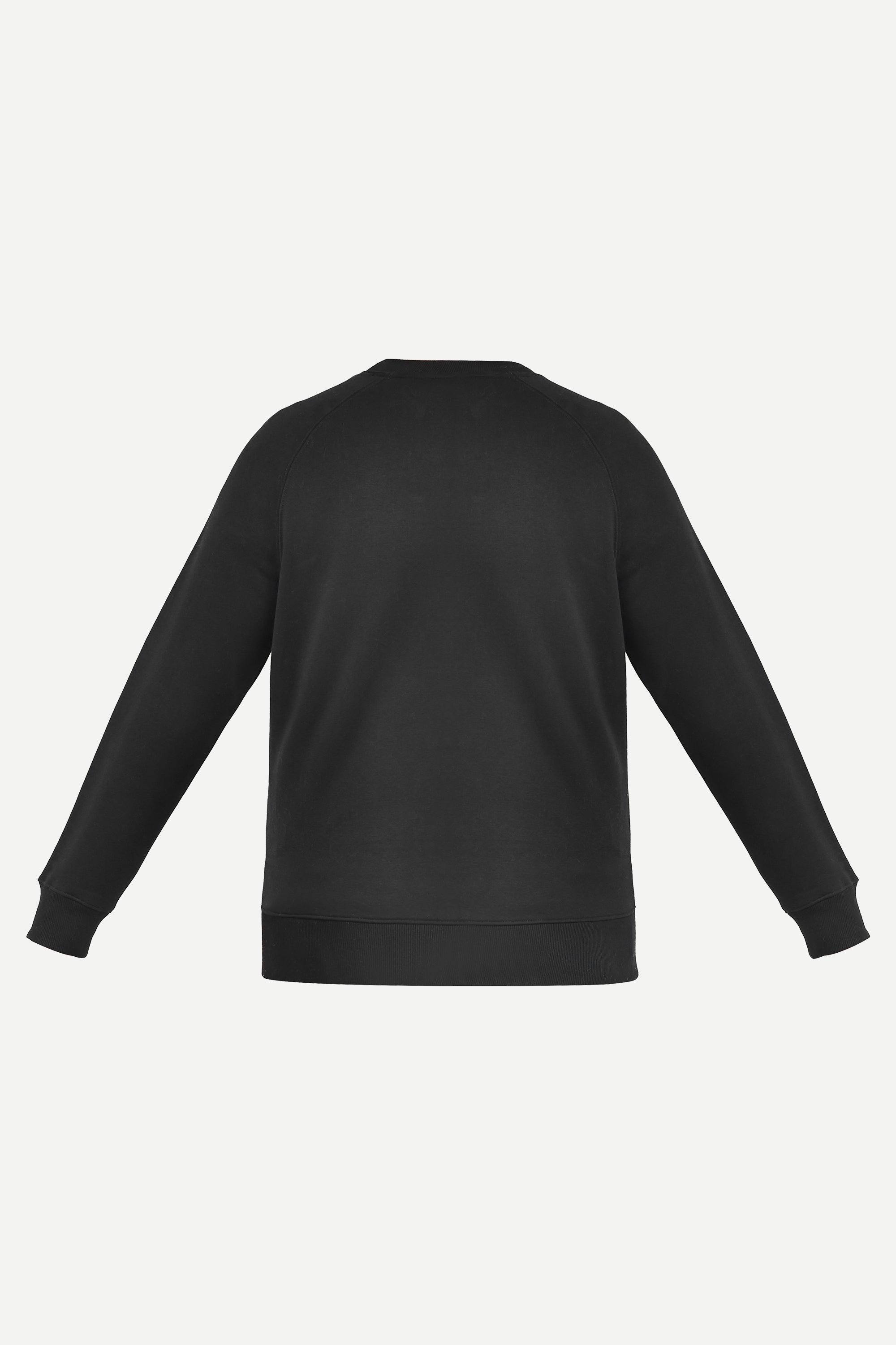 THM Crew Neck Sweatshirt Series IX in Black, back view with ribbed bottom