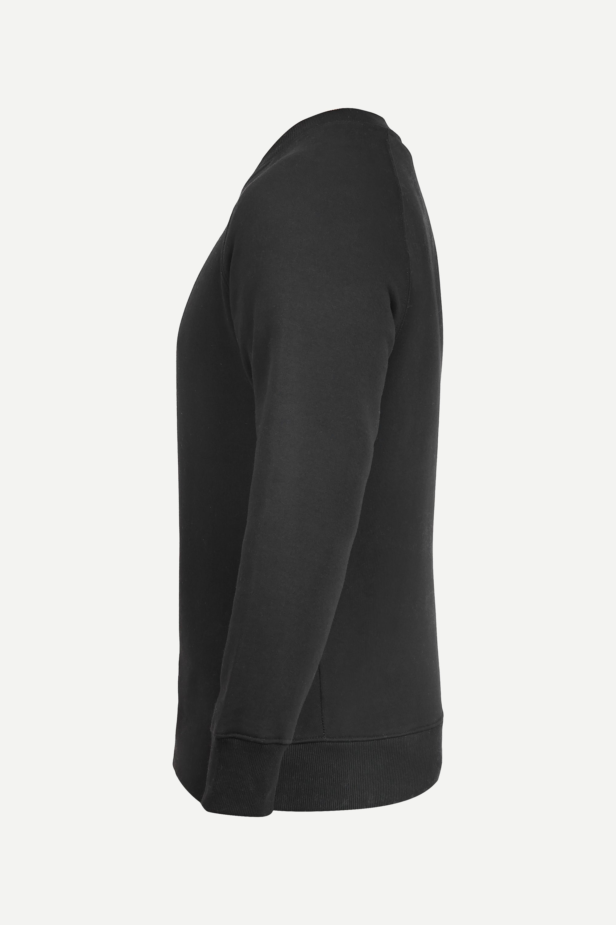THM Crew Neck Sweatshirt Series IX in Black, side view with raglan sleeve and ribbed cuff