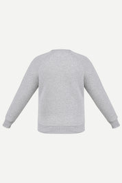 THM Crew Neck Sweatshirt Series IX in Grey Melange, back view with ribbed bottom