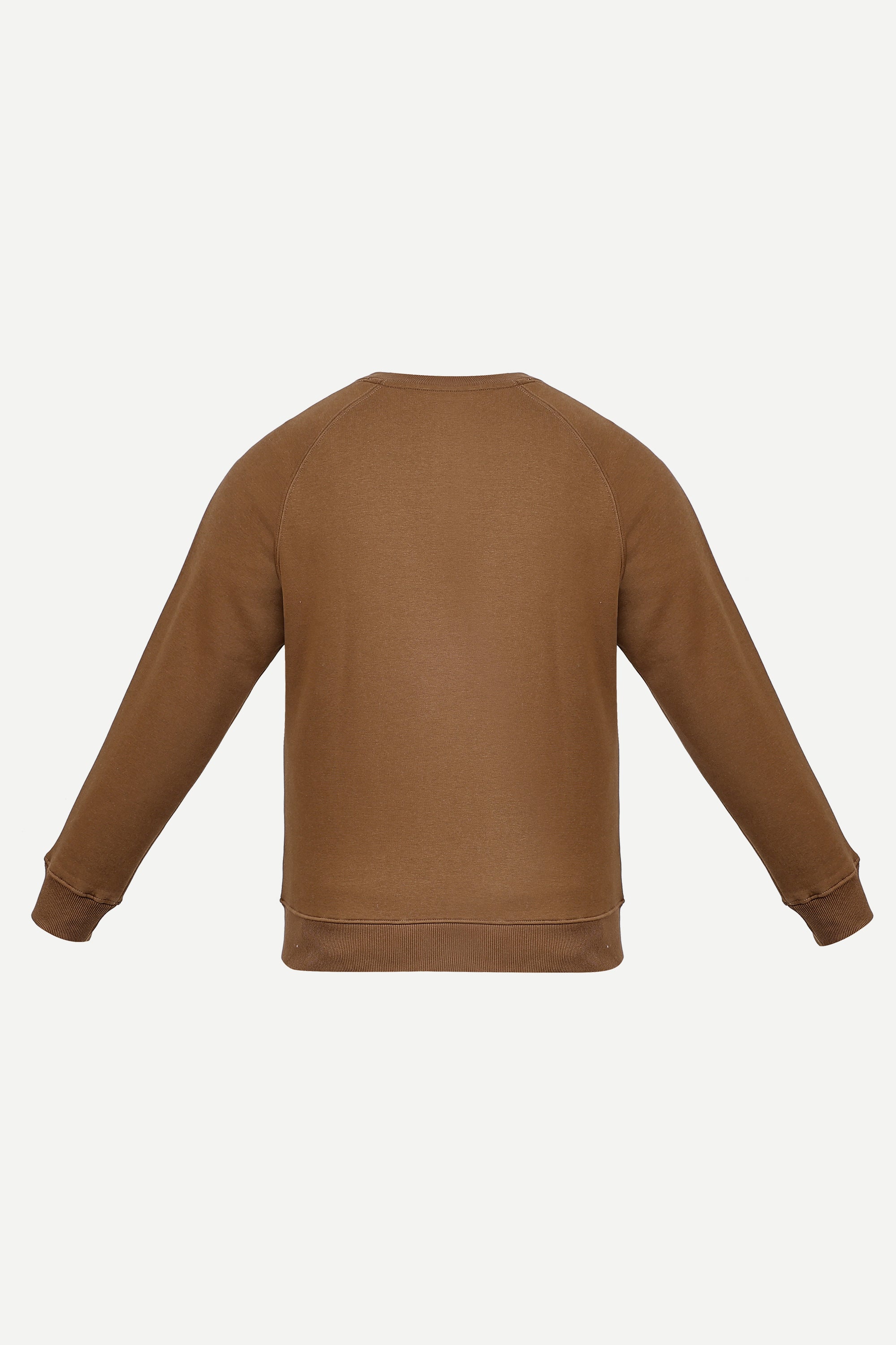 THM Crew Neck Sweatshirt Series IX in Khaki, back view with ribbed bottom