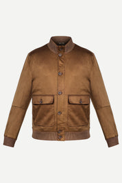 THM Manfred Suede Jacket in Tan, front view