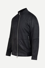 THM Ribbed Collar Suede Jacket in Black
