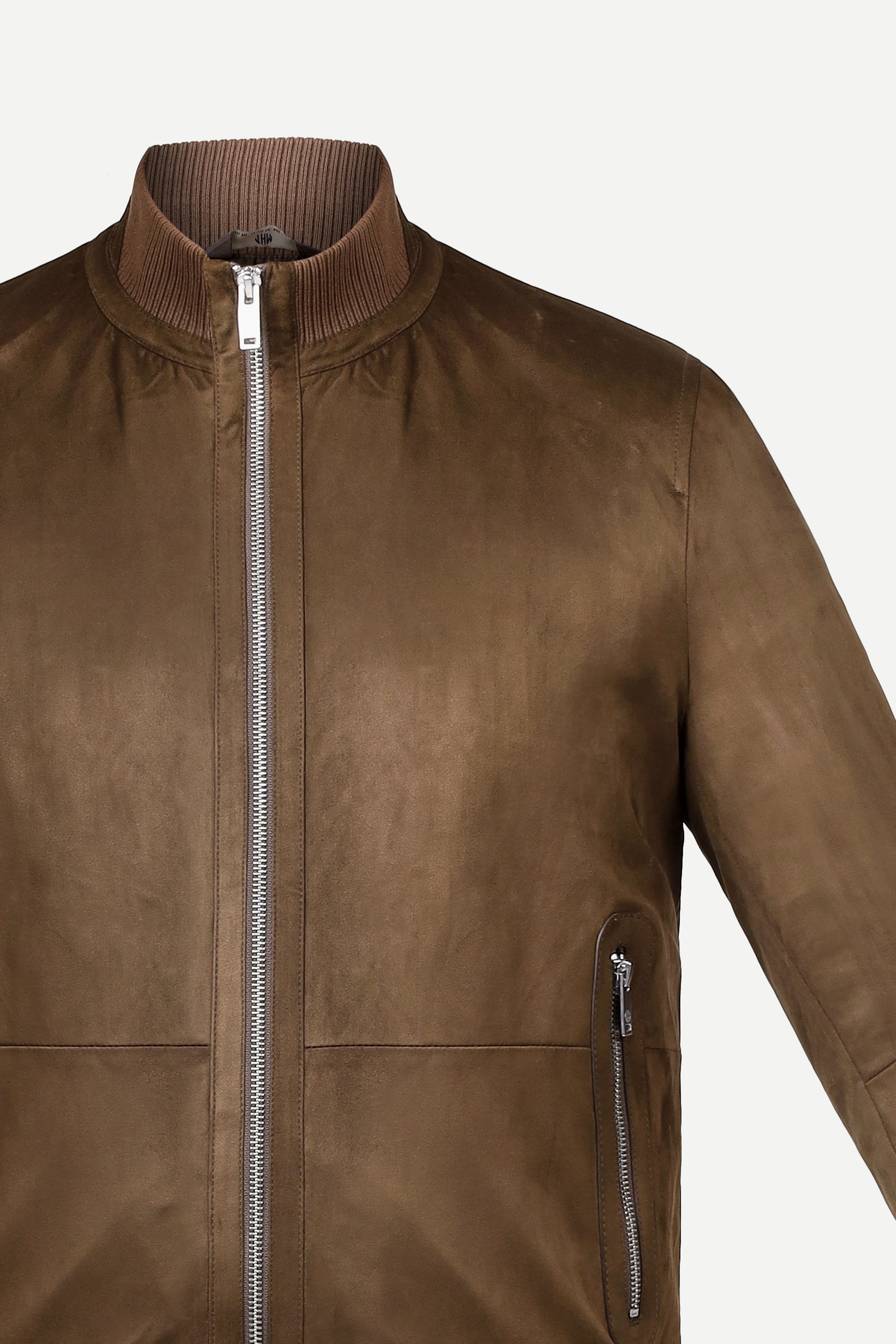 THM Ribbed Collar Suede Jacket in Coffee