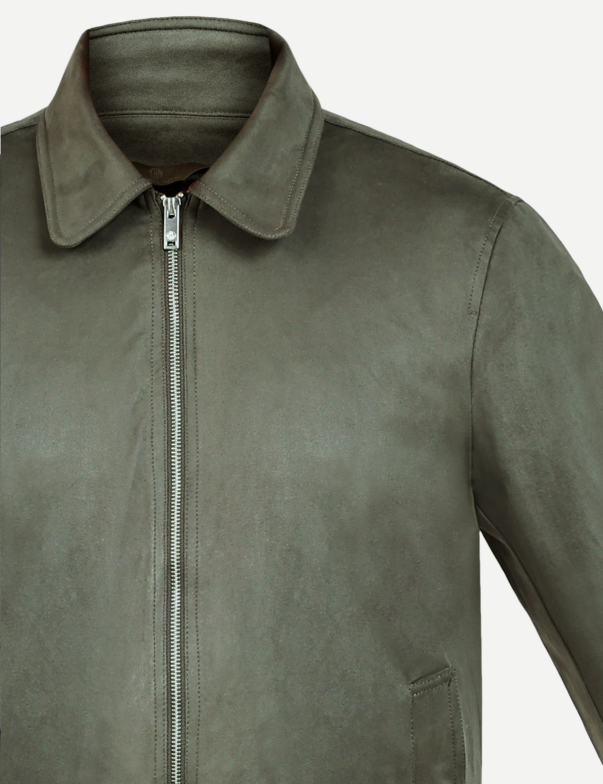 THM Walker Suede Jacket in Olive